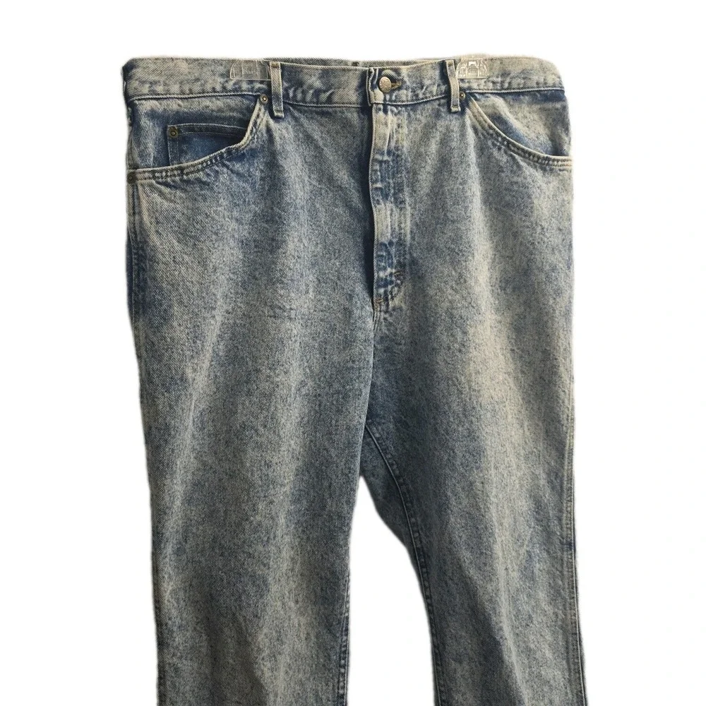 Vintage Lee Jeans Men's Blue Acid Wash Denim Classic Zip Fly USA Made 42x32